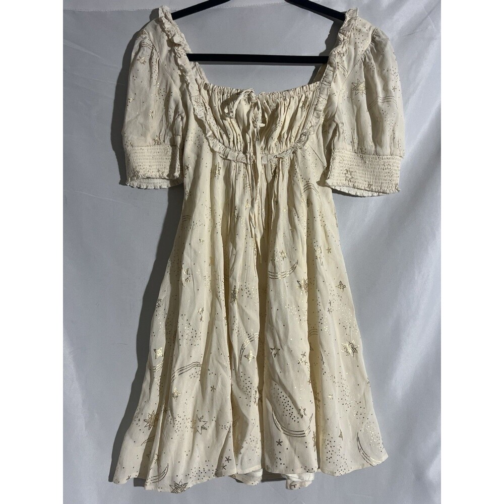 Beach Riot Dress Woman's L Virgo Celestial Babydoll Empire Waist Tie Balletcore